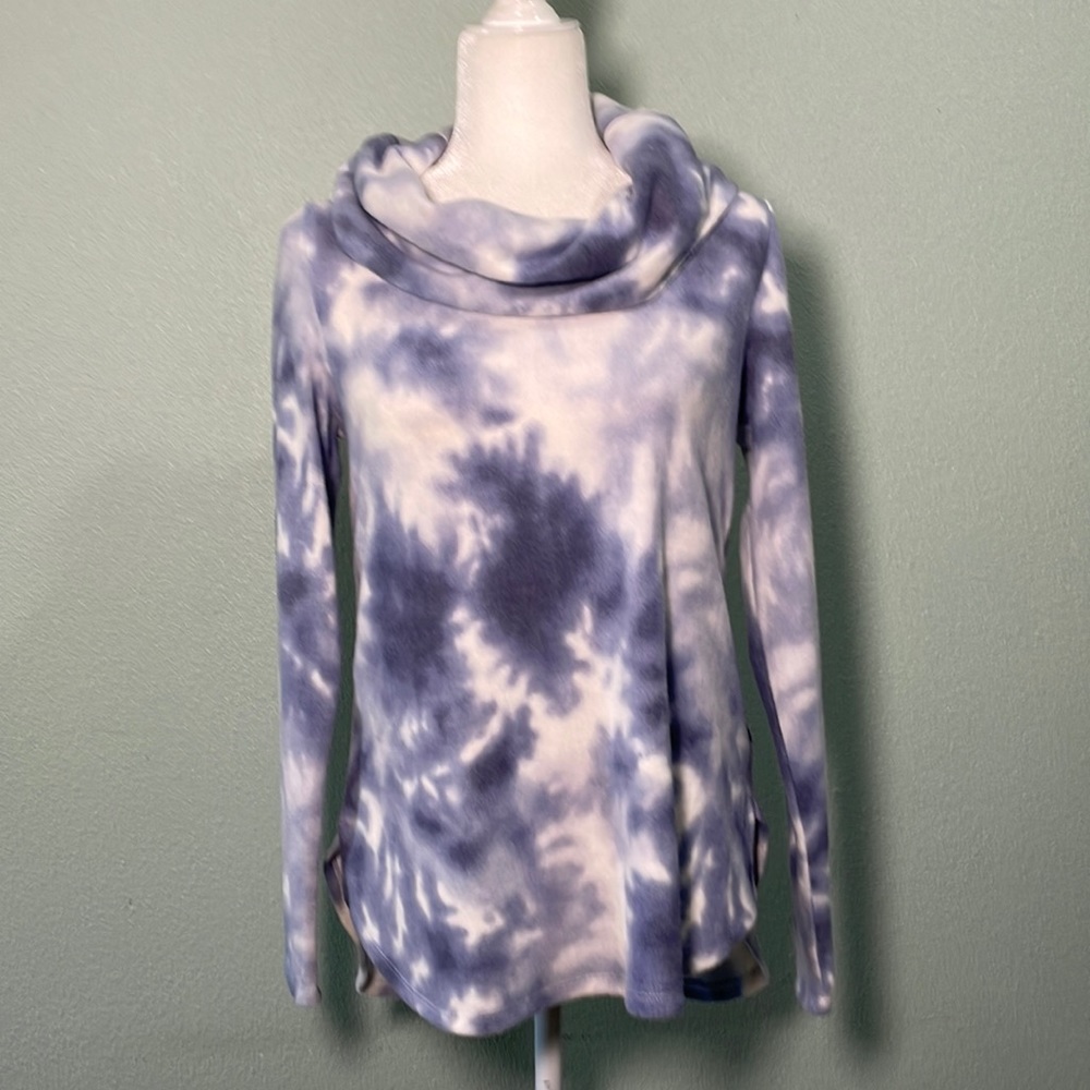 Ady P Blue Haze Cowl Active Long Sleeve Top